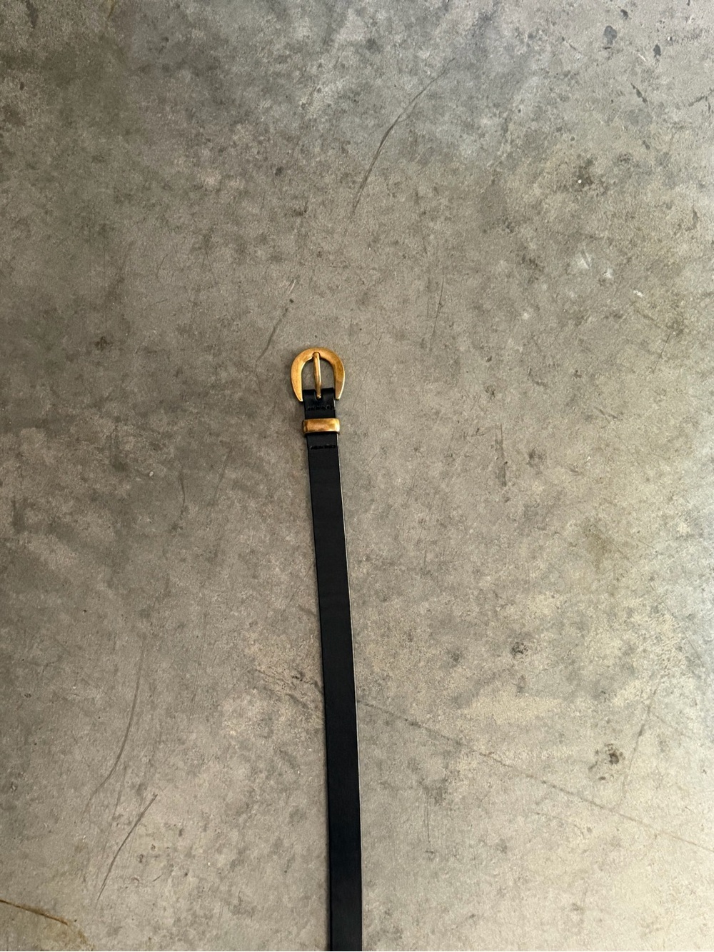 MADEWELL Slim Black Leather Belt with Gold Buckle
